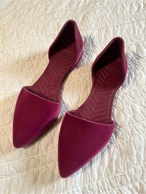 Native Shoes Audrey Velvet D'Orsay Flats - Berry/Hot Pink- Size 6